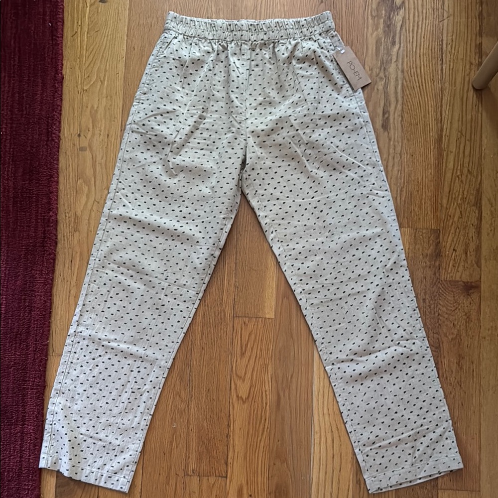 PO-EM Tan and Black Block Print Pants